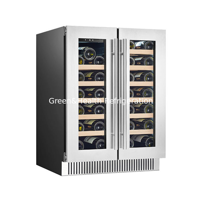 Сертификат ETL Мода Двойная зона SS Двойная стеклянная дверь Красный винный охладитель с 180L 68 бутылок