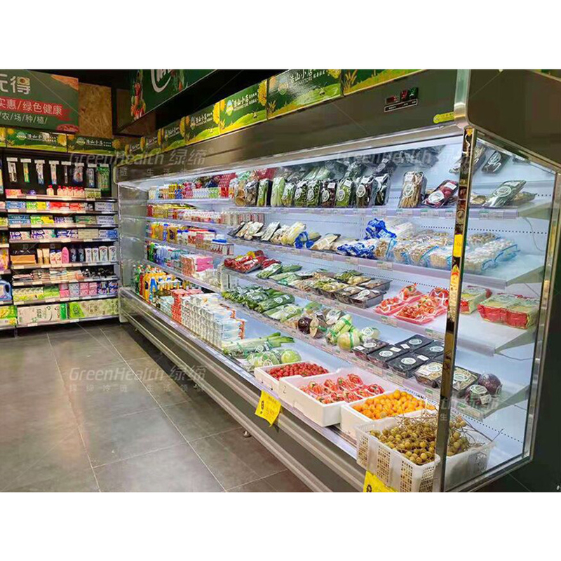 LED многоэтажный открытый холодильник с 4 полками и 5 дисплеями на 2-8.C