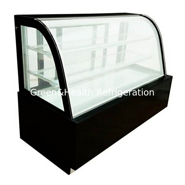 Изогнутое стеклянное морозильное витрина для тортов из нержавеющей стали с несколькими полками для коммерческого использования