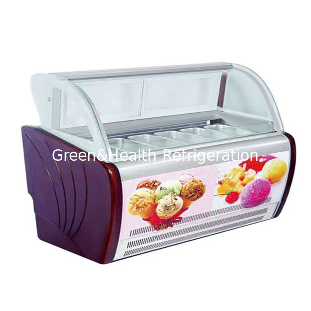 Морозильная витрина для мороженого с регулируемым термостатом, ваннами из нержавеющей стали и хладагентом R404a