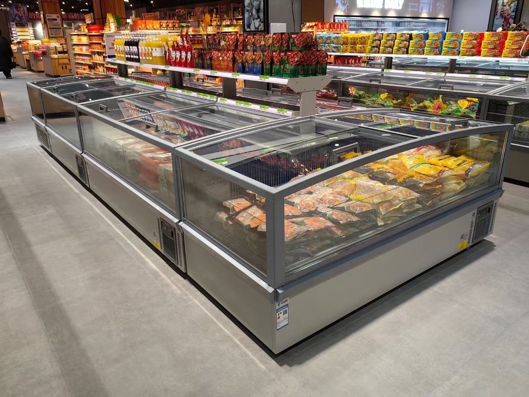 Супермаркет Остров Морозильная камера без инея для мяса со светодиодной подсветкой