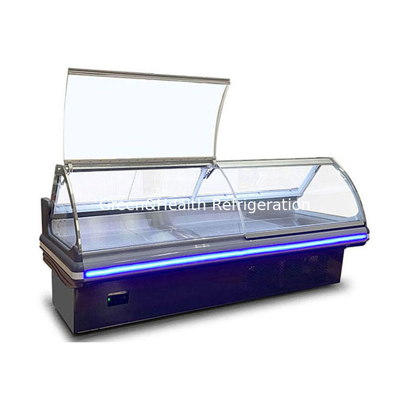 Поднимите стекло Структура из нержавеющей стали Горизонтальное коммерческое хранение приготовленной пищи холодильник морозильник