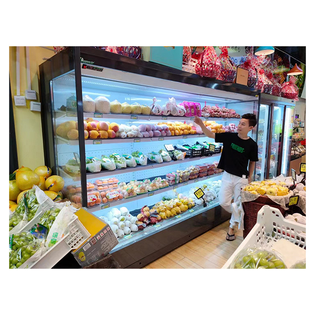 Supermarket/Store Multiple Shelves Fruit And Vegetable Storage Right Angle Open Freezer