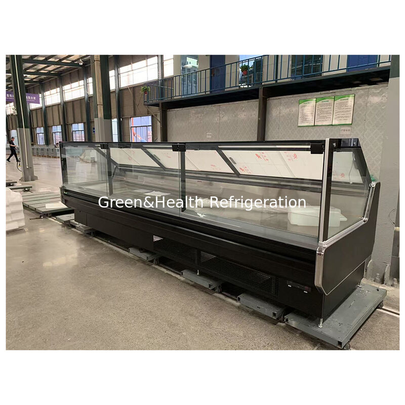Дизайн статического охлаждения супермаркетов с выпаривателем службы гравитации Контр мясо говядины дисплейный морозильник