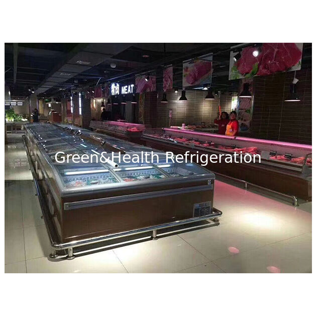 Супермаркет Коммерческий горизонтальный хранилище замороженных продуктов питания Дисплей остров холодильник