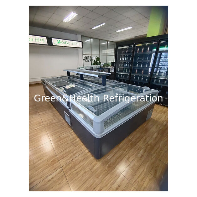 Супермаркет/магазин Горизонтальное большое хранилище замороженных продуктов питания Дисплейный остров шкаф холодильник