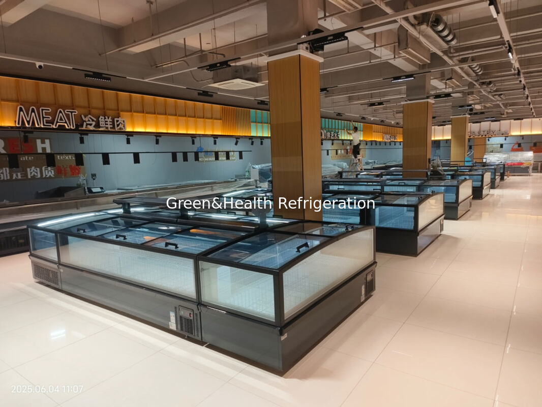 Прямая заводская цена комбинированный островной морозильный прилавок с большими стеклянными окнами и компрессором Secop