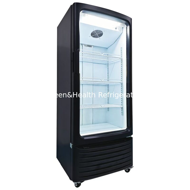 Супермаркет Одностеклянная дверь Коммерческий дисплей Прохладитель Вертикальный охладитель Фан-охладитель Питьевое холодильное оборудование