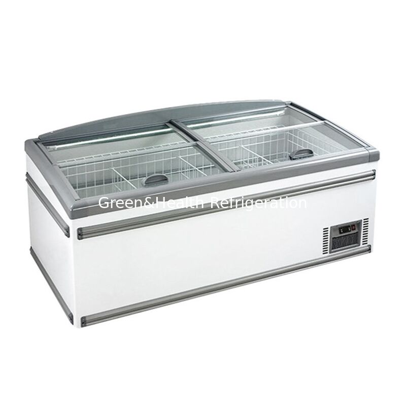 1040L Capacity Sliding Glass Door Island Freezer with Auto Defrost for Commercial Use