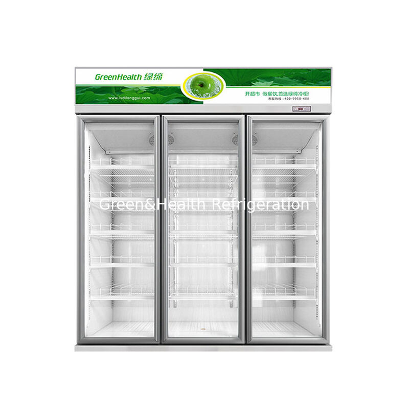 GreenHealth LG-1000W 3-дверный коммерческий холодильник для безалкогольных напитков, верхняя установка, 0 ̊10°C