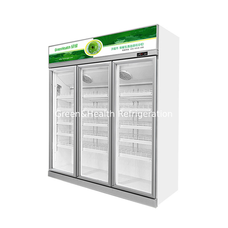 GreenHealth LG-1000W 3-дверный коммерческий холодильник для безалкогольных напитков, верхняя установка, 0 ̊10°C