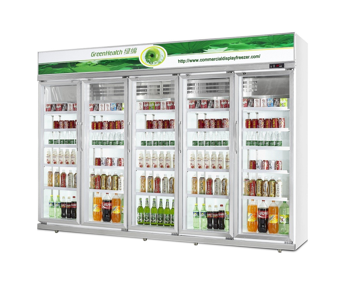 Дверь белого большого коммерчески холодильника компрессора Данфосс стеклянная для охладителя напитка