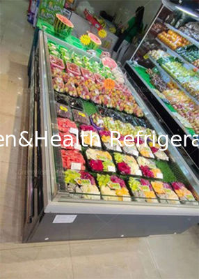 Замораживатель острова супермаркета нержавеющей стали открытой выкладки овоща плода более крутой