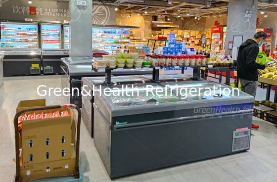 Витрины замораживателя острова комода верхняя часть глубокой коммерчески сползла стеклянную штепсельную вилку двери внутри