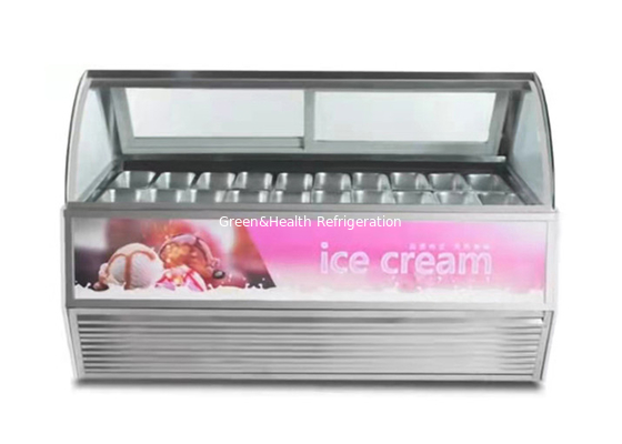 Замораживатель дисплея мороженого магазина Гелато коммерчески с подгонянными лотками
