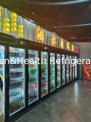 Дверей охладителя 5 напитка плоской головки холодильник супермаркета коммерчески стеклянных большой