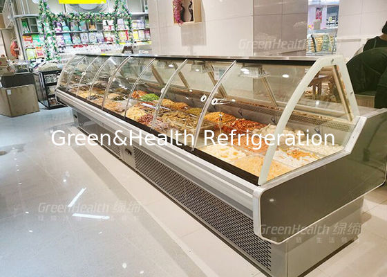 Большим сваренный томом гастроном еды показывает холодильник с колесом раздвижной двери 4 всеобщим