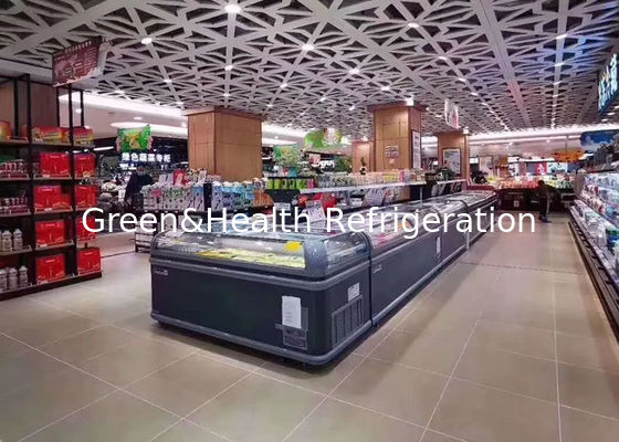 Замораживатель комода дисплея мороженого острова коммерчески размораживает свободно