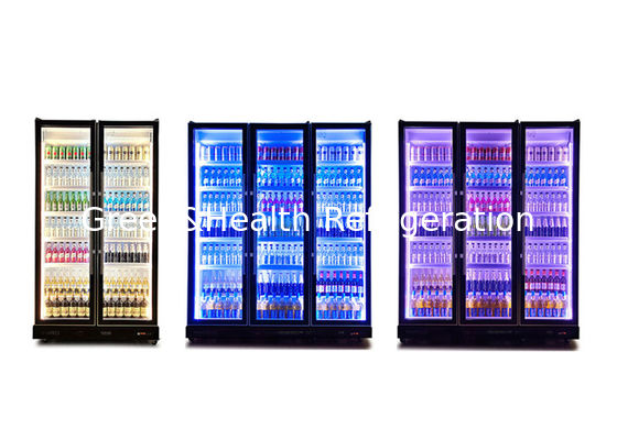 Вертикаль света СИД охладителя дисплея напитка 3 дверей Tricolor ослепить черный охладитель напитка