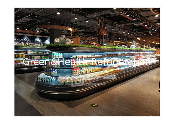 Коммерческий многоэтажный круглый остров открытый морозильник холодильник для супермаркета