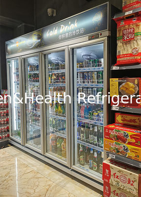 Двухдверные вертикальные стеклянные дисплейные холодильники для малого рынка