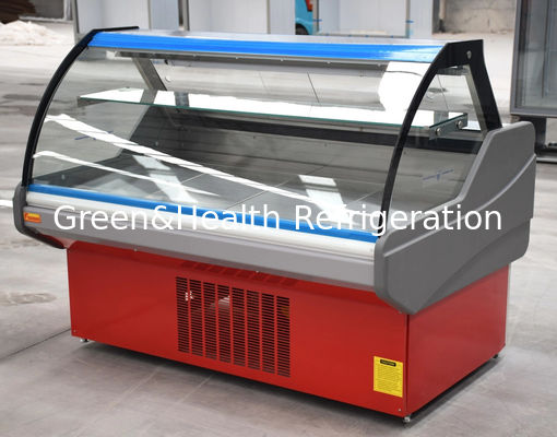 Изогнутое стекло Дели мясо дисплей холодильник Красное мясо Служба Case