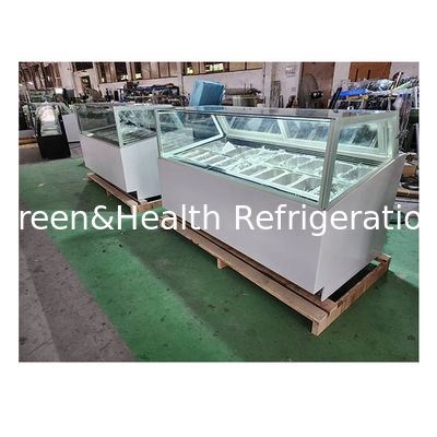 Загнутое/Правоугольное стекло из нержавеющей стали мороженое дисплей холодильник