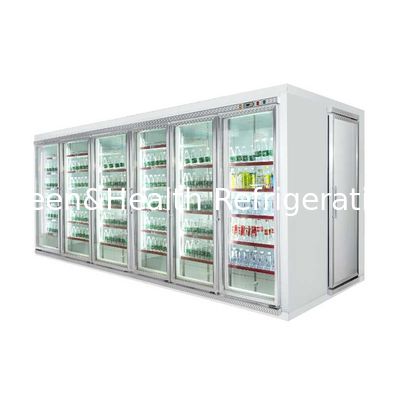 Рефригератед стеклянные охладитель/прогулка дисплея двери в замораживателе взрыва с полкой дисплея для мяса и овоща