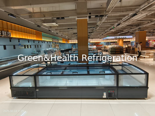 Супермаркет Остров Морозильная камера без инея для мяса со светодиодной подсветкой