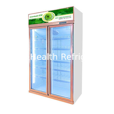 Вертикальный магазин с двумя дверями из противотуманного стекла для охлаждения напитков и демонстрации замороженных продуктов