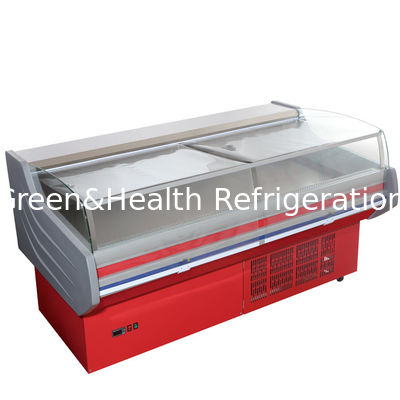 Холодильник дисплея гастронома РОХС, коммерчески замораживатель открытой выкладки с изогнутым стеклом для морепродуктов мяса