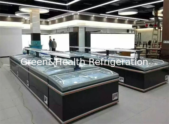 Черная коммерчески полка статической системы охлаждения замораживателя дисплея регулируемая